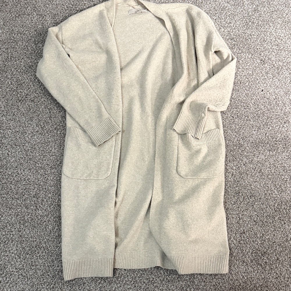 LOFT Cream Long Cardigan Sweater